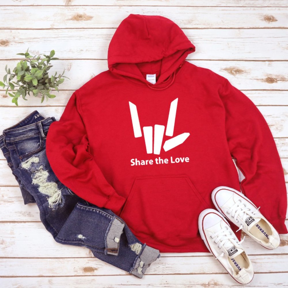 Red Share the love hoodie, sweatshirt